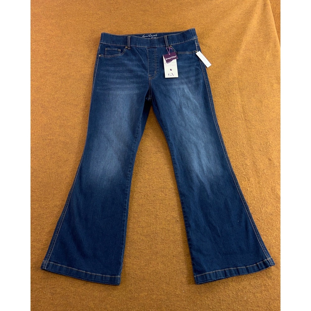 Gloria Vanderbilt Womens 16S Blue Shape Effect Pull On Flare Jeans NWT